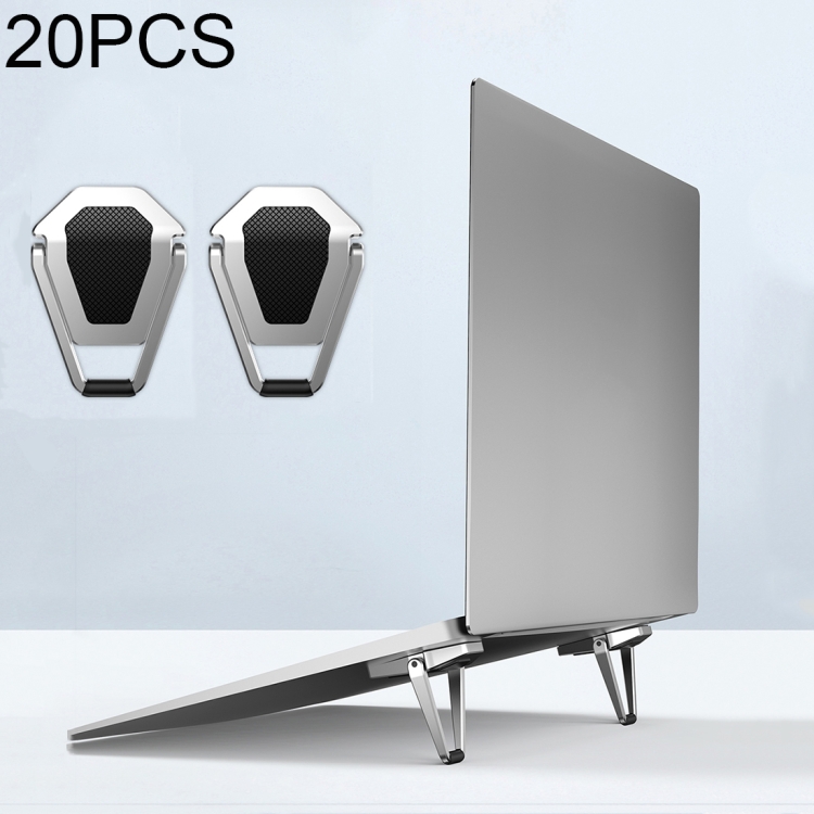 

R-JUST 20 PCS Universal Stickable Shield Shape Laptop Foldable Stand(Silver)