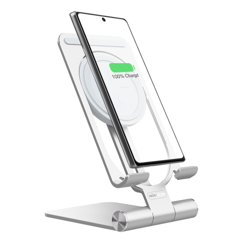 

NILLKIN 2 in 1 15W PoweHold Mini Vertical Foldable Detachable Wireless Charger Mobile Phone Holder (Silver)