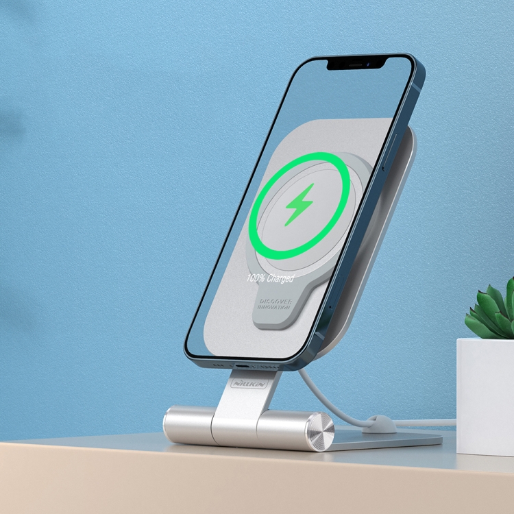 

NILLKIN Vertical Folding Stand，Support Magsafe Charger(Silver)