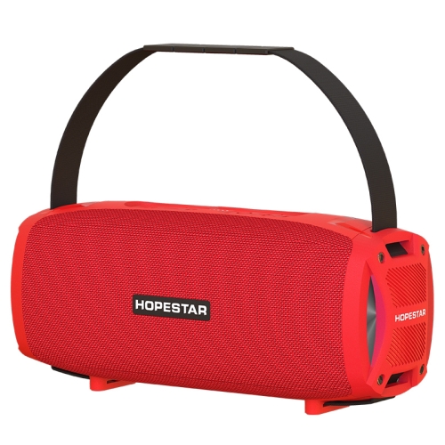 

HOPESTAR H24 Pro TWS Portable Outdoor Waterproof Woven Textured Bluetooth Speaker with Rhythm Light, Support Hands-free Call & U Disk & TF Card & 3.5mm AUX & FM (Red)