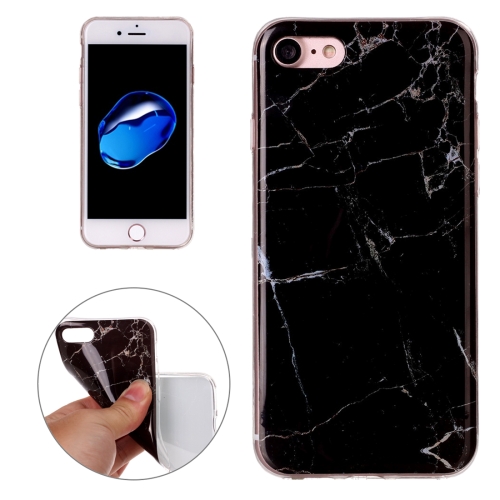 

For iPhone 8 & 7 Black Marbling Pattern Soft TPU Protective Back Cover Case