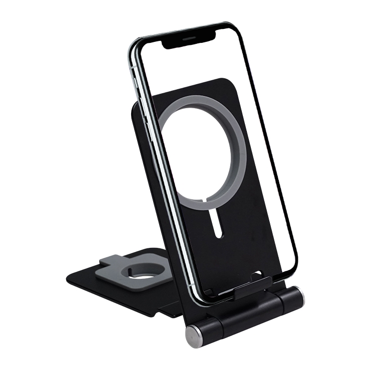 

C2 2 in 1 Adjustable Multi-function Aluminum Alloy Wireless Charger Stand for iPhone 12 Series & Tablet & Watches (Black)