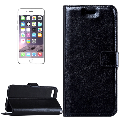 For  iPhone 8 & 7  Crazy Horse Texture Horizontal Flip Leather Case with Magnetic Buckle & Holder & Card Slots & Wallet & Photo Frame(Black)