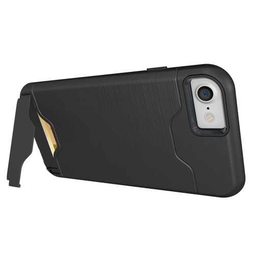 

For iPhone 8 & 7 Brushed Texture Separable TPU + PC Combination Back Case with Card Slot & Holder(Black)