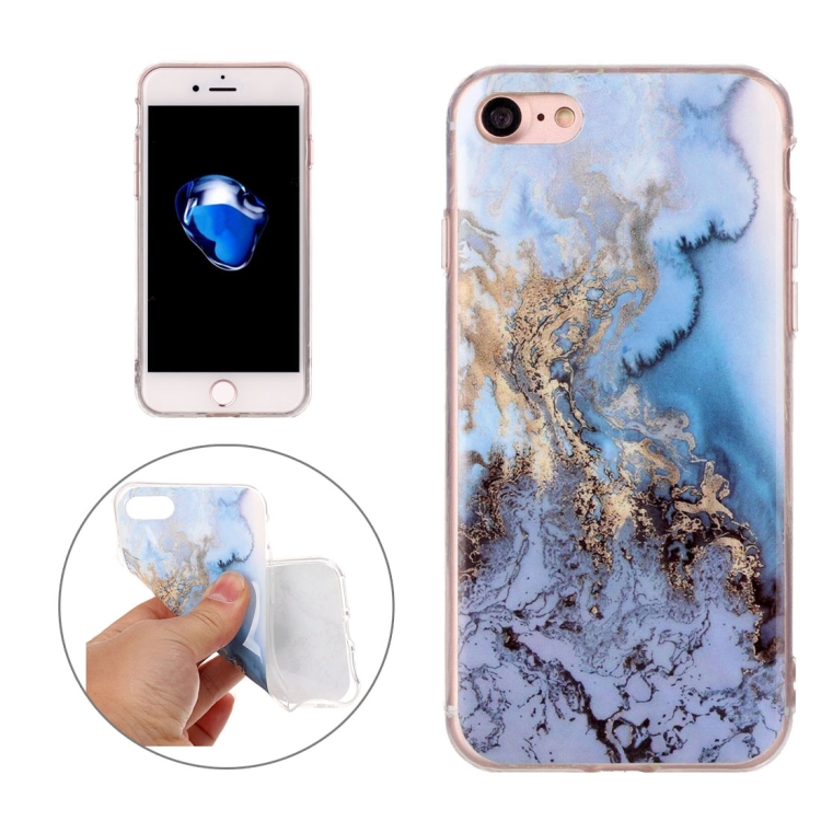 

For iPhone SE 2020 & 8 & 7 Blue Marble Pattern Soft TPU Protective Case