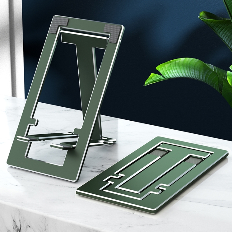 

QQB002 Aluminium Alloy Retractable Phone Lazy Bracket Foldable Desktop Holder for Phones / Tablets within 7.9 inches(Green)