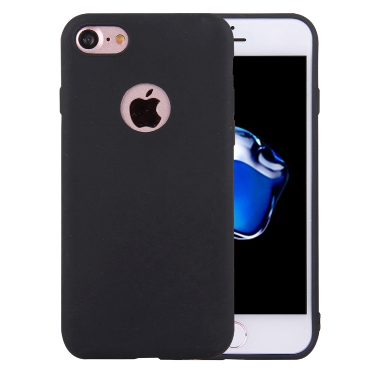 

For iPhone 8 & 7 Solid Color TPU Protective Case with Round Hole(Black)