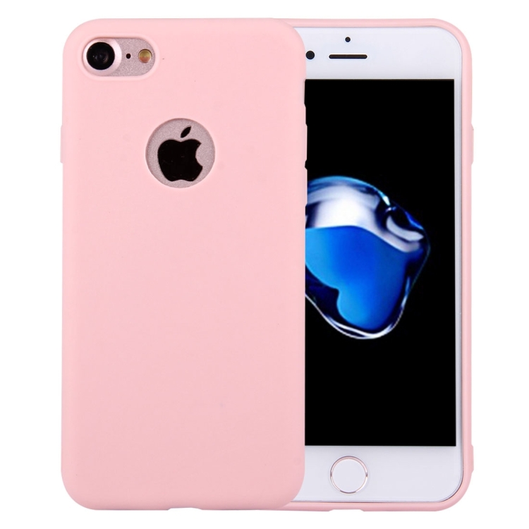 

For iPhone 8 & 7 Solid Color TPU Protective Case with Round Hole(Pink)