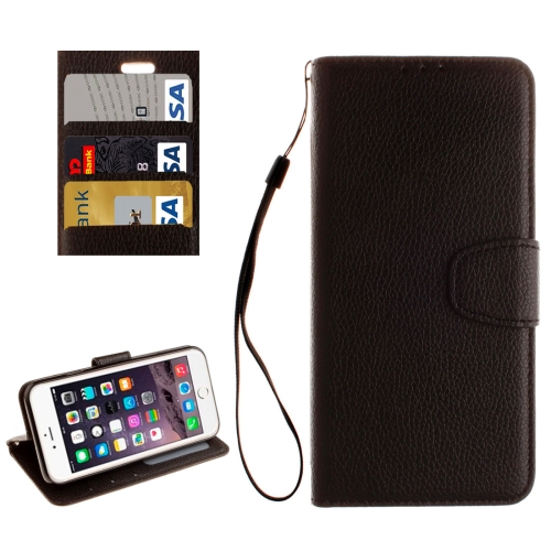 

For iPhone 8 & 7 Litchi Texture Horizontal Flip Leather Case with Photo Frame & Card Slots & Wallet & Holder & Lanyard(Black)