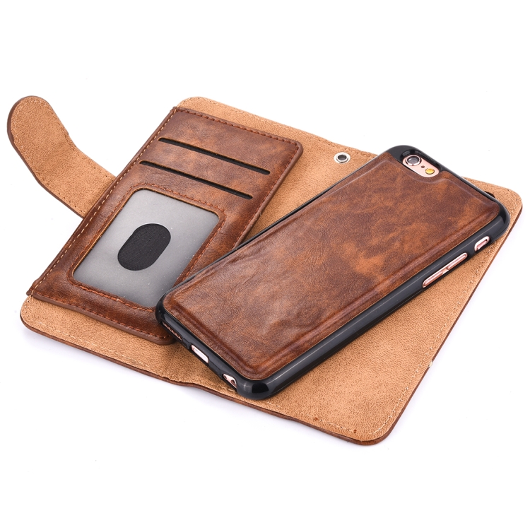 

For iPhone 8 & 7 Crazy Horse Texture Zipper Horizontal Flip Leather Case with Detachable Back Protective Case & Card Slots & Photo Frame & Lanyard & Wallet(Coffee)