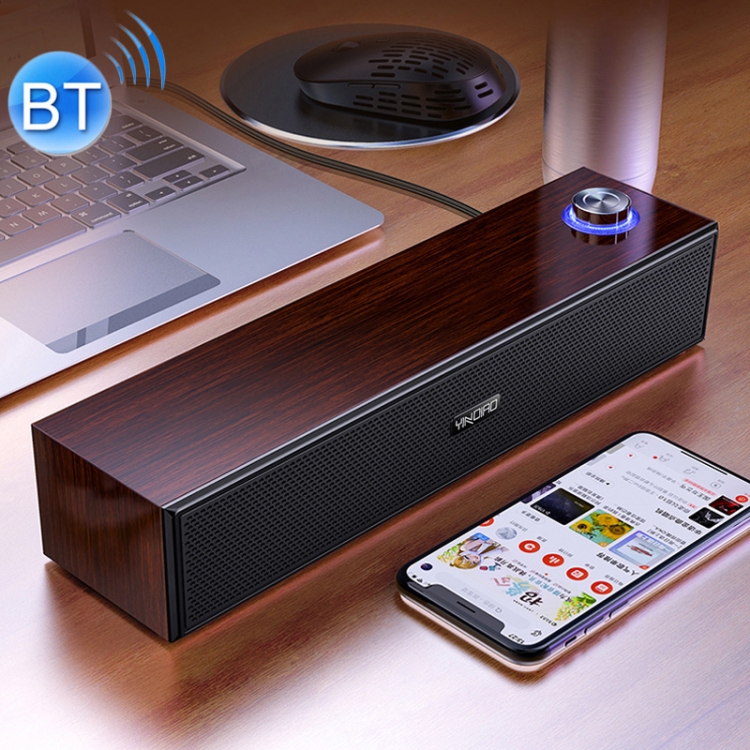 

YINDIAO A36 Bluetooth 5.0 Smart Subwoofer Computer Speaker, Wood Texture Rotary Button Bluetooth Version