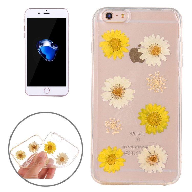 

For iPhone 8 & 7 Epoxy Dripping Pressed Real Dried Flower Soft Transparent TPU Protective Case