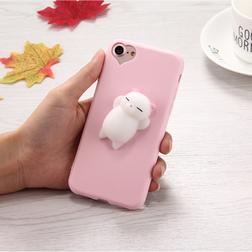 

For iPhone 8 & 7 3D Little Bear Pink Ears Pattern Squeeze Relief Squishy Dropproof Protective Back Cover Case