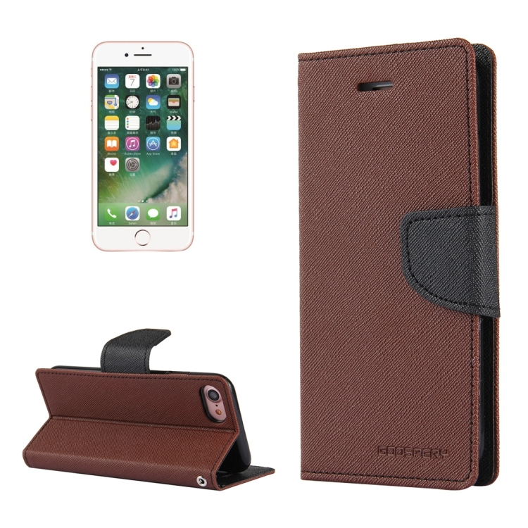 

GOOSPERY FANCY DIARY for iPhone 8 & 7 Cross Texture Horizontal Flip Leather Case with Card Slots & Wallet & Holder(Brown)