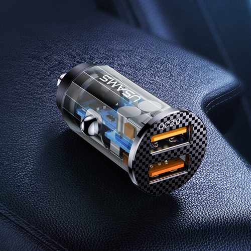

USAMS US-CC122 C23 36W Dual USB Mini Transparent Car Charger(Black)