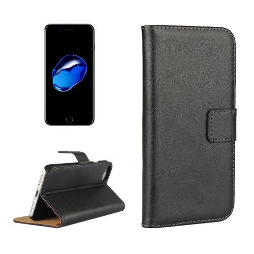 For  iPhone 8 & 7  Genuine Split Horizontal Flip Leather Case with Holder & Card Slots & Wallet(Black)