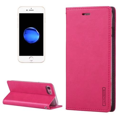 

GOOSPERY BLUE MOON for iPhone 8 & 7 Crazy Horse Texture Horizontal Flip Leather Case with Card Slots & Wallet & Holder(Magenta)