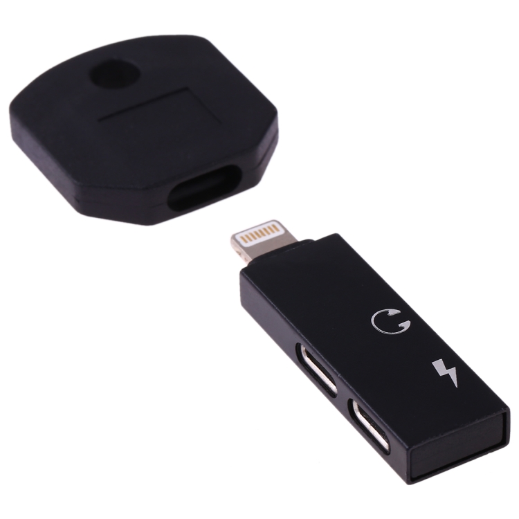 

RC16 Dual 8 Pin Female to 8 Pin Male Key Shape Mini Portable Audio & Charge Adapter(Black)
