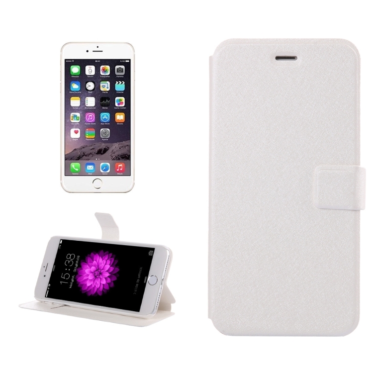 

For iPhone 8 & 7 Silk Texture Horizontal Flip Leather Case with Magnetic Buckle & Holder & Card Slots(White)