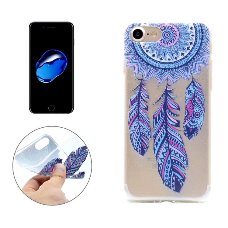 

For iPhone 8 & 7 Dream Catcher Pattern Transparent Soft TPU Protective Back Cover Case(Black)