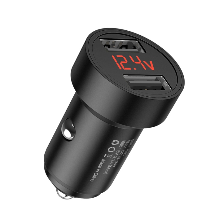 

KUULAA 5V 3.1A Dual USB Metal Car Charger (Black)
