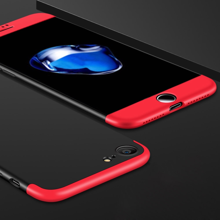 

GKK for iPhone 7 PC Three Stage Splicing 360 Degrees Full Coverage Protective Case Back Cover (Black + Red)