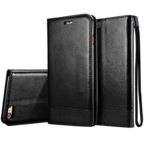 

For iPhone 8 & 7 Double-sided Absorption Splicing Horizontal Flip Leather Case with Holder & Card Slots & Lanyard(Black)