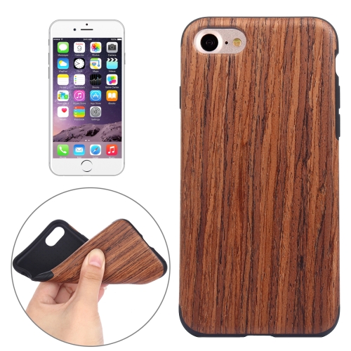 

For iPhone 8 & 7 Red Sandal Wood Grain Paste Skin Soft TPU Protective Case