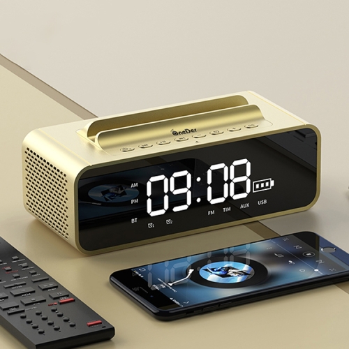 

Oneder V06 Smart Sound Box Wireless Bluetooth Speaker, LED Screen Alarm Clock, Support Hands-free & FM & TF Card & AUX & USB Drive (Gold)