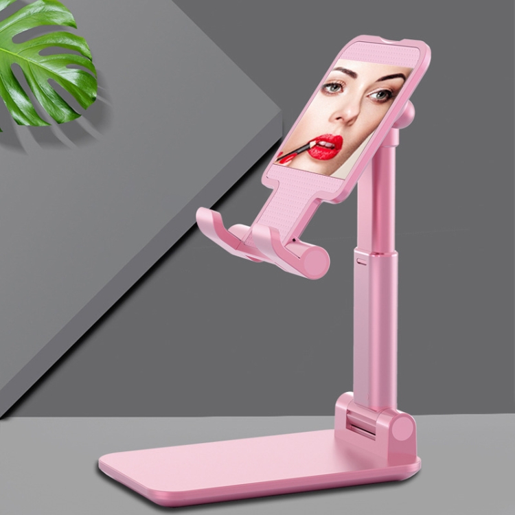 

CH002 Universal Portable Foldable Mobile Phone Tablet Desktop Holder Bracket with Mirror (Pink)