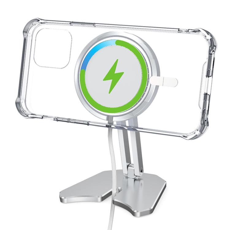

R-JUST T608 Sword-shaped Aluminum Alloy Foldable Magnetic Magsafe Wireless Charging Stand (Silver)