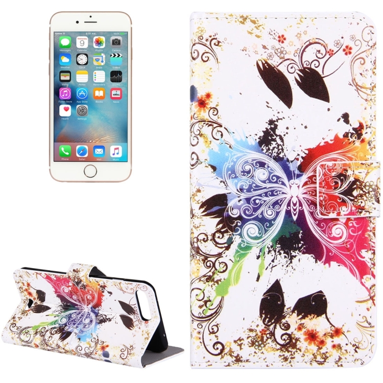 

For iPhone 8 Plus & 7 Plus Crystal Butterfly Pattern Leather Case with Holder & Card Slots & Wallet