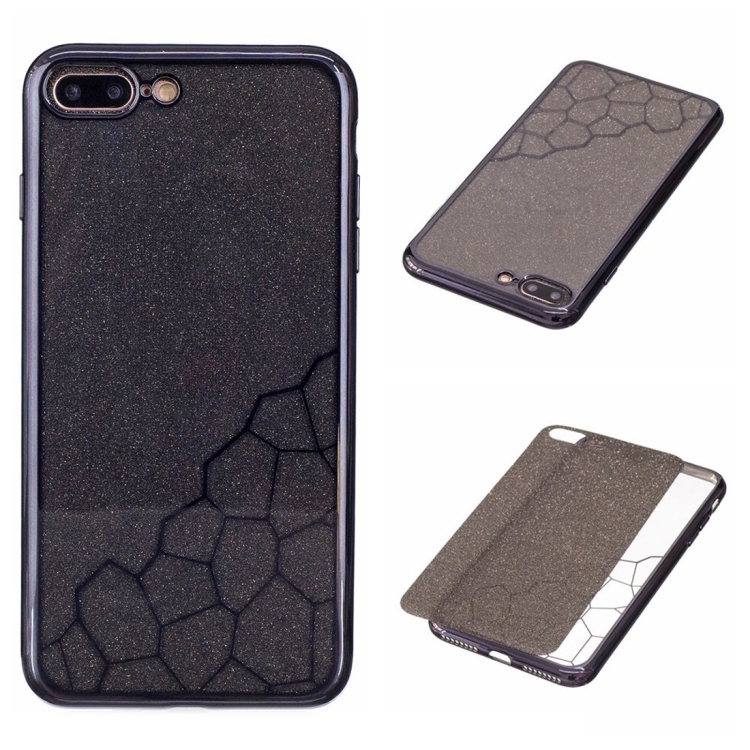 

For iPhone 8 Plus & 7 Plus Electroplating Small Cubes TPU Protective Back Cover Case(Black)