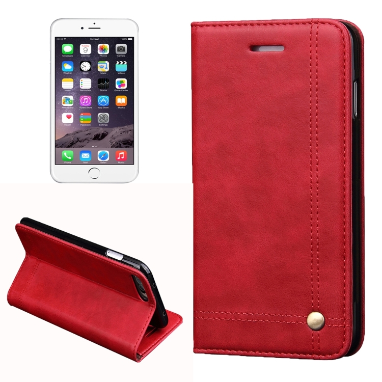 

For iPhone 8 Plus & 7 Plus Retro Crazy Horse Texture Magnetic Adsorption Horizontal Flip Leather Case with Card Slot & Holder & Wallet(Red)