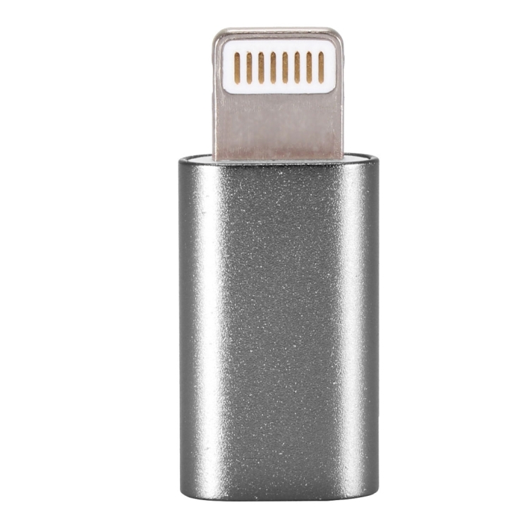 

ENKAY Hat-Prince Aluminium Alloy 8 Pin Male to Micro USB Female Data Transmission Charging Adapter, For iPhone XR / iPhone XS MAX / iPhone X & XS / iPhone 8 & 8 Plus / iPhone 7 & 7 Plus / iPhone 6 & 6s & 6 Plus & 6s Plus / iPad(Grey)