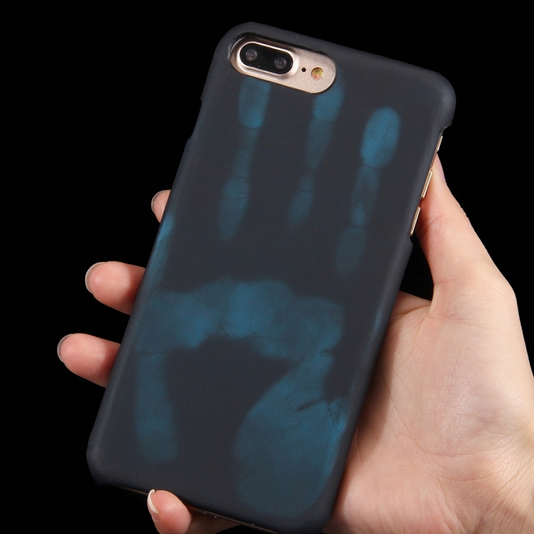 

For iPhone 8 Plus & 7 Plus Heat Sensitive Phone Case Silicone Protective Case Back Cover(Black)