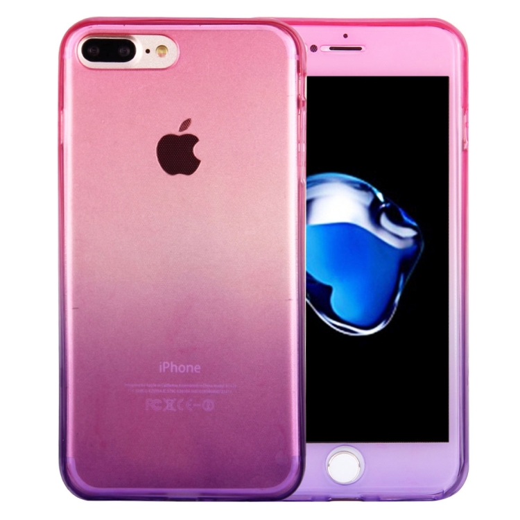 

For iPhone 8 Plus & 7 Plus Double-sided Gradient Color TPU Protective Case Back Cover(Magenta + Purple)