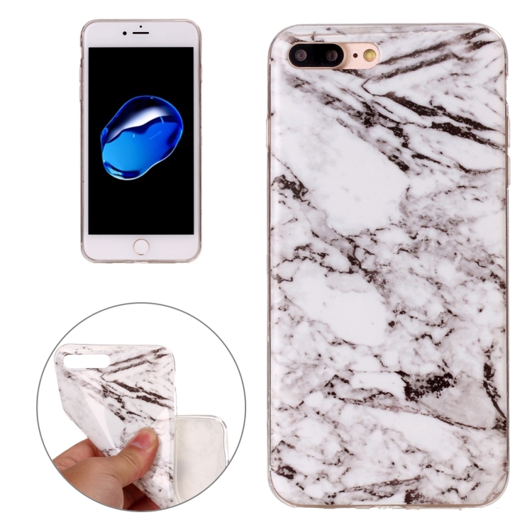 

For iPhone 8 Plus & 7 Plus White Marbling Pattern Soft TPU Protective Back Cover Case