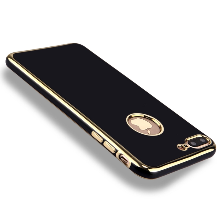 

For iPhone 7 Plus Electroplating Soft TPU Protective Cover Case (Black)