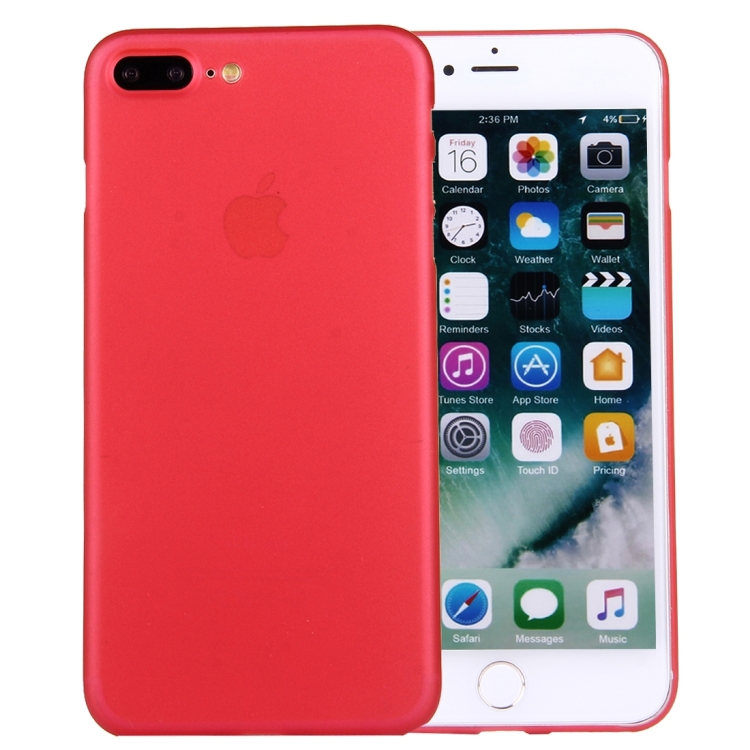 

For iPhone 8 Plus & 7 Plus Frosted Transparent Protective Back Cover Case(Red)