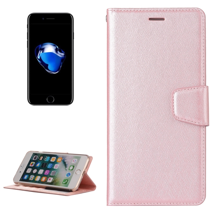 

For iPhone 8 Plus & 7 Plus Silk Texture Horizontal Flip Leather Case with Wallet & Holder & Card Slot & Photo Frame (Rose Gold)