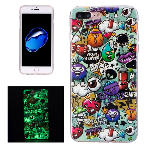 

For iPhone 8 Plus & 7 Plus Noctilucent Rubbish Pattern IMD Workmanship Soft TPU Back Cover Case