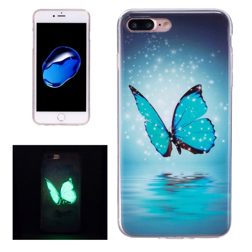 

For iPhone 8 Plus & 7 Plus Noctilucent Butterfly Pattern IMD Workmanship Soft TPU Back Cover Case