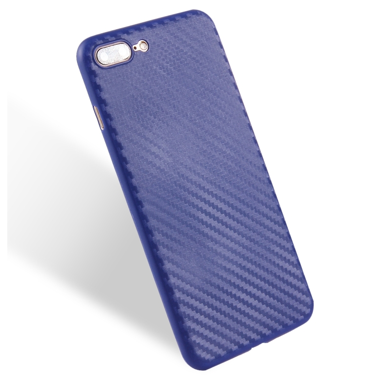 

For iPhone 8 Plus & 7 Plus Carbon Fibre Texture PP Protective Back Cover Case(Dark Blue)