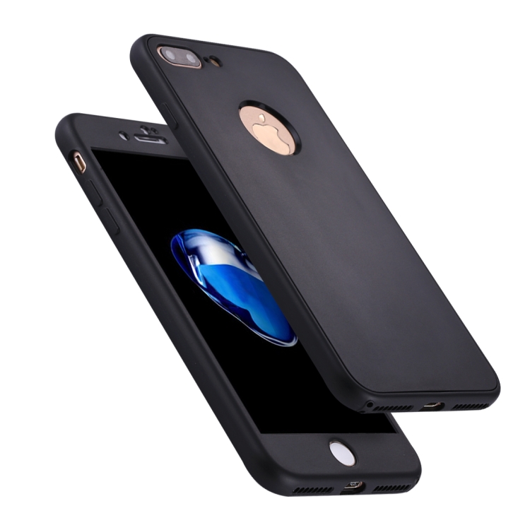 

For iPhone 8 Plus & 7 Plus Stylish Lightweight 360 Degree Shockproof Detachable TPU + PC Combination Protective Case (Black)
