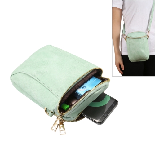 

6.4 inch and Below Universal Litchi Texture PU Leather Double Zipper Shoulder Carrying Bag for Sony, Huawei, Meizu, Lenovo, ASUS, Cubot, Oneplus, Dreami, Oukitel, Xiaomi, Ulefone, Letv, DOOGEE, Vkworld, and other Smartphones (Light Green)