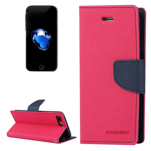 

GOOSPERY FANCY DIARY for iPhone 8 Plus & 7 Plus Cross Texture Horizontal Flip Leather Case with Card Slots & Wallet & Holder(Magenta)