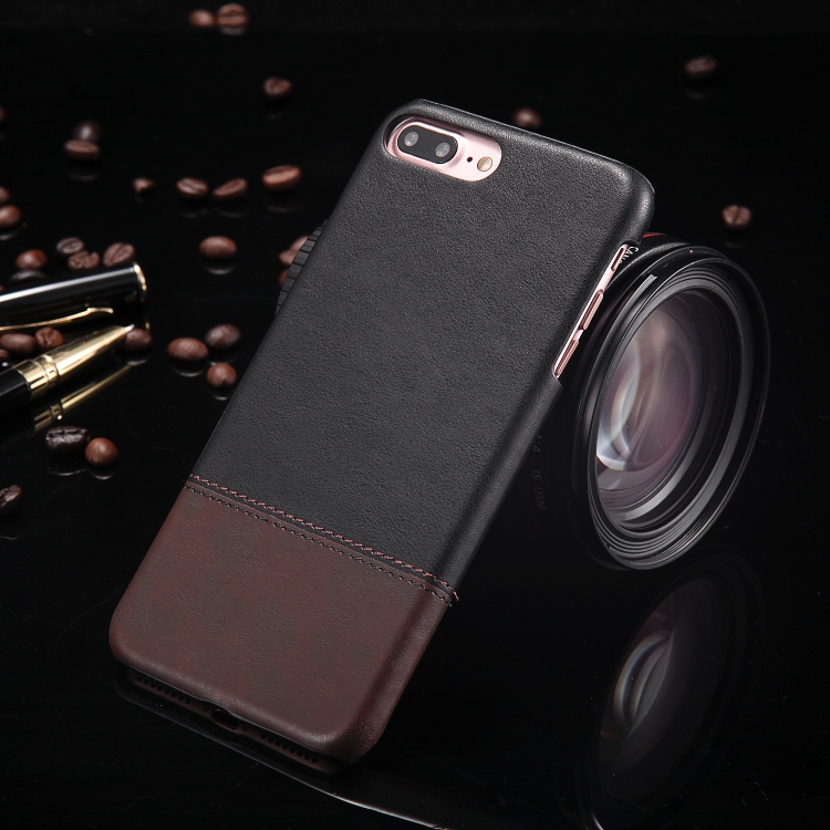 

Fashionable Color Matching Bicolourable PC + PU Leather Case for iPhone 8 Plus & 7 Plus (Black)