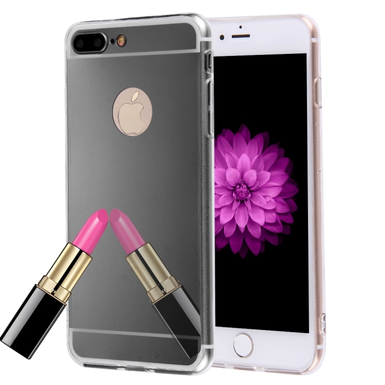 

For iPhone 8 Plus & 7 Plus Electroplating Mirror TPU Protective Cover Case(Black)