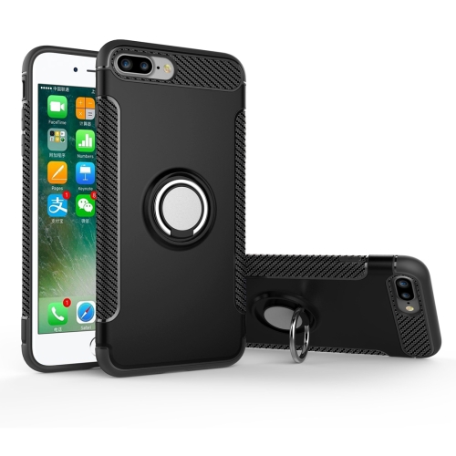 

For iPhone 8 Plus & 7 Plus Magnetic 360 Degree Rotation Ring Armor Protective Case(Black)